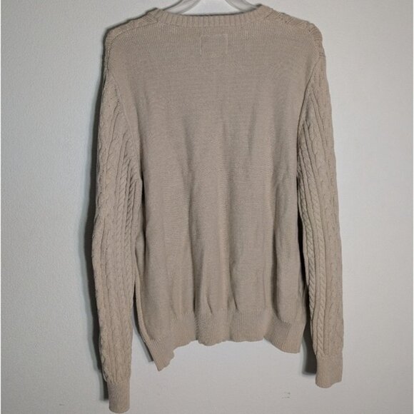 St Johns Bay Mens Fishermans Sweater Cable Knit Cotton Cream Chunky Grandpa XXL - Picture 8 of 8